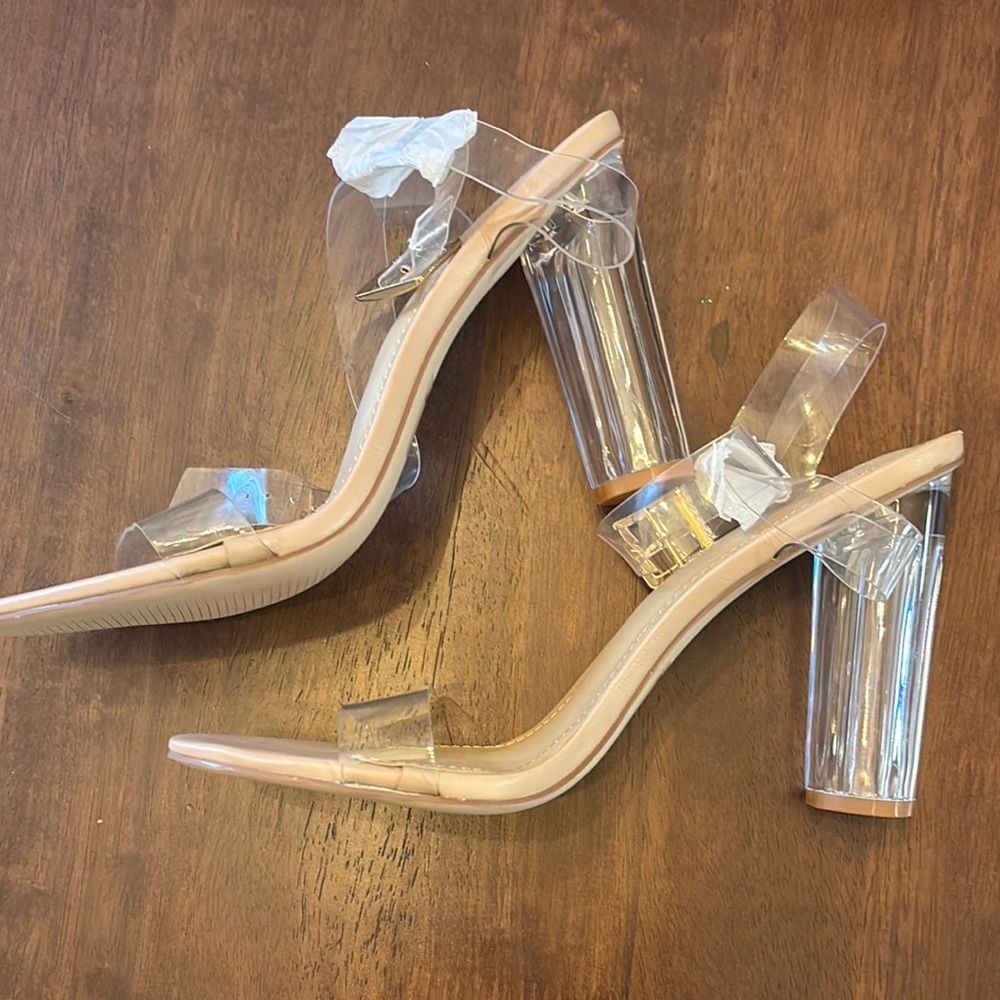 Clear Heels with Transparent Block Heel and Pointed Toe